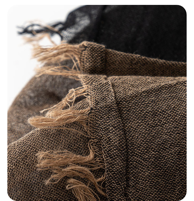 秋冬简约纯棉围巾男士棉麻高级感文艺ing风沙漠披肩跨境批发详情23