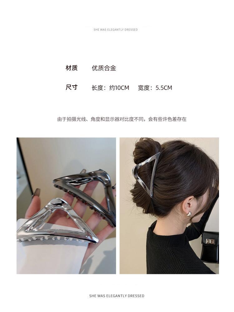韩国不规则几何金属发夹时尚高级感抓夹鲨鱼夹冷淡风个性发饰批发详情21