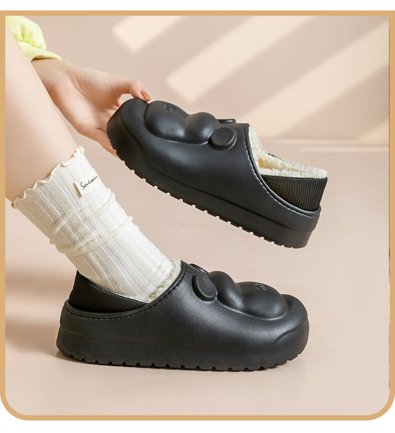 防水秋冬季棉拖鞋小熊简约可爱居家保暖情侣毛绒拖鞋批发实惠厚底详情18