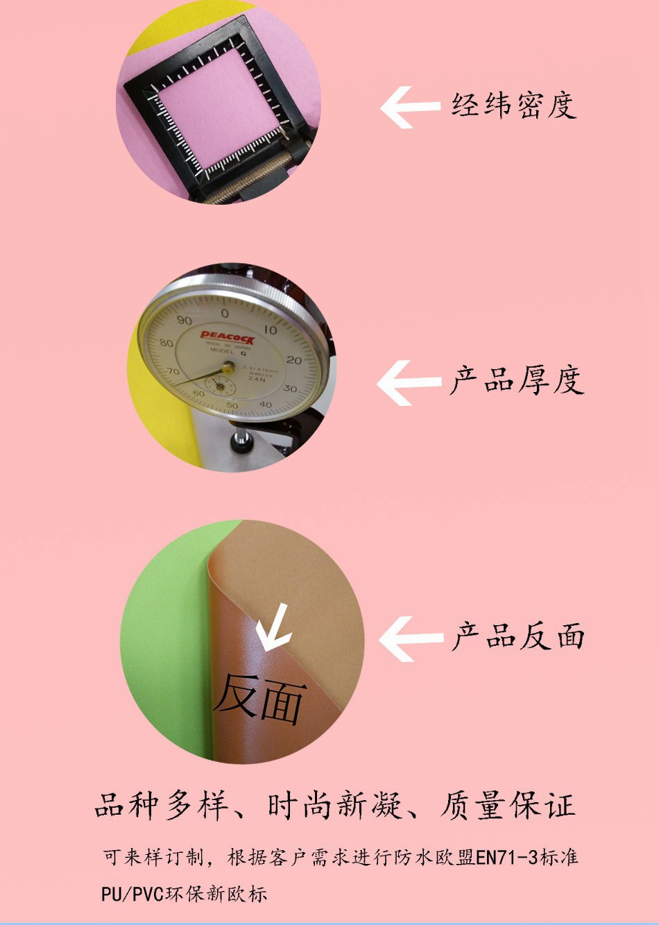 Black 60-thread sheepskin texture, meter-high foamed PVC backpack, handbag, cosmetic bag and luggage fabric imitating Hua Yao pic 2