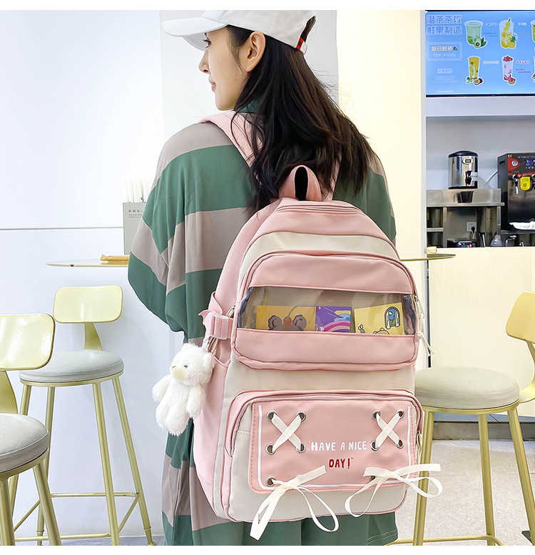 New student schoolbag, Japanese-style cute and fresh girl backpack, large capacity for junior high school students, trendy backpack for primary school boys pic 8