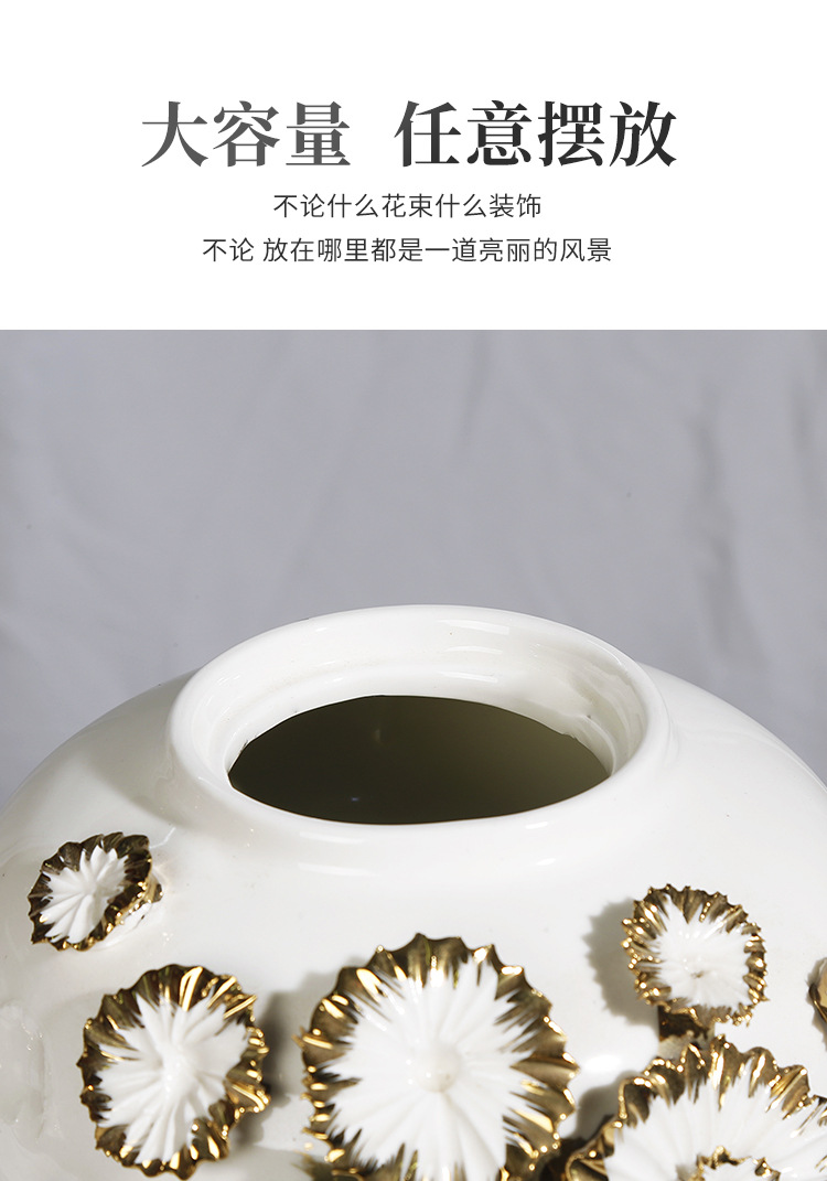 New ceramic electroplated decal golden general jar, European-style flower arrangement vase, handicraft display item, decorative storage jar pic 4