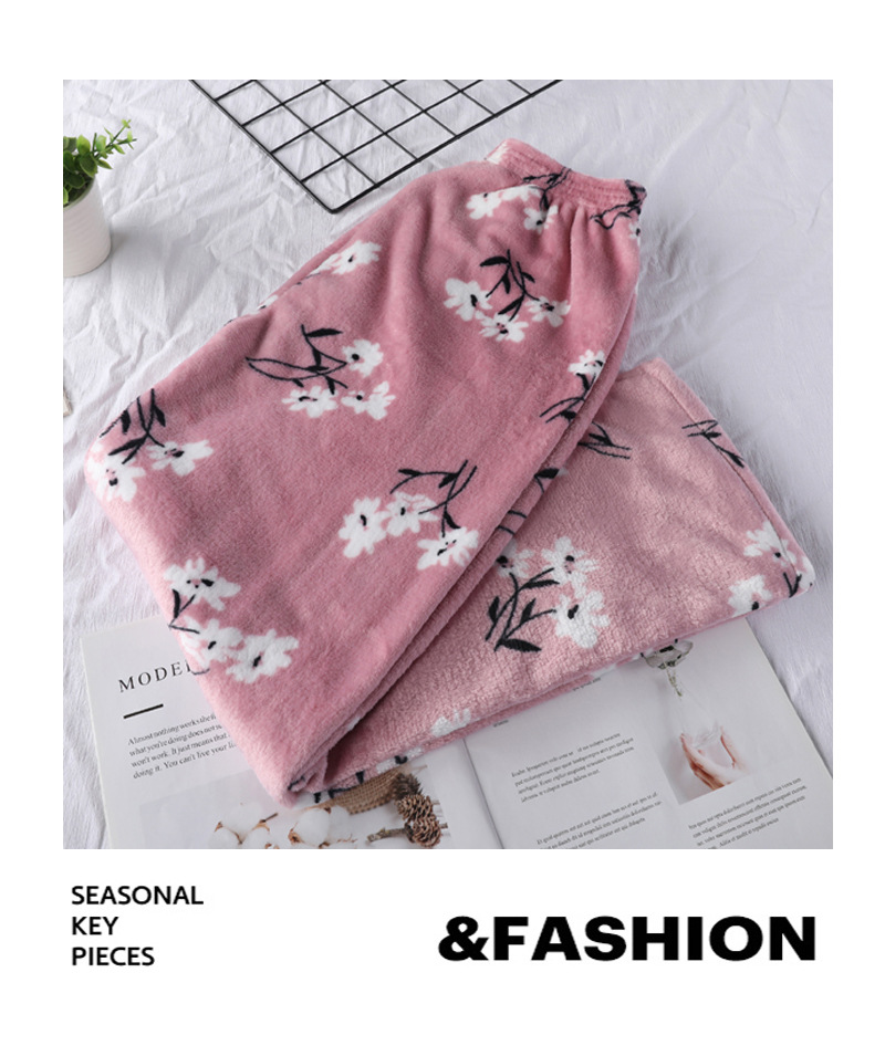 Autumn and winter pajama pants, fairy warm pants, HiDeMi flannel long pants, coral fleece home pants, one-piece consignment pic 12