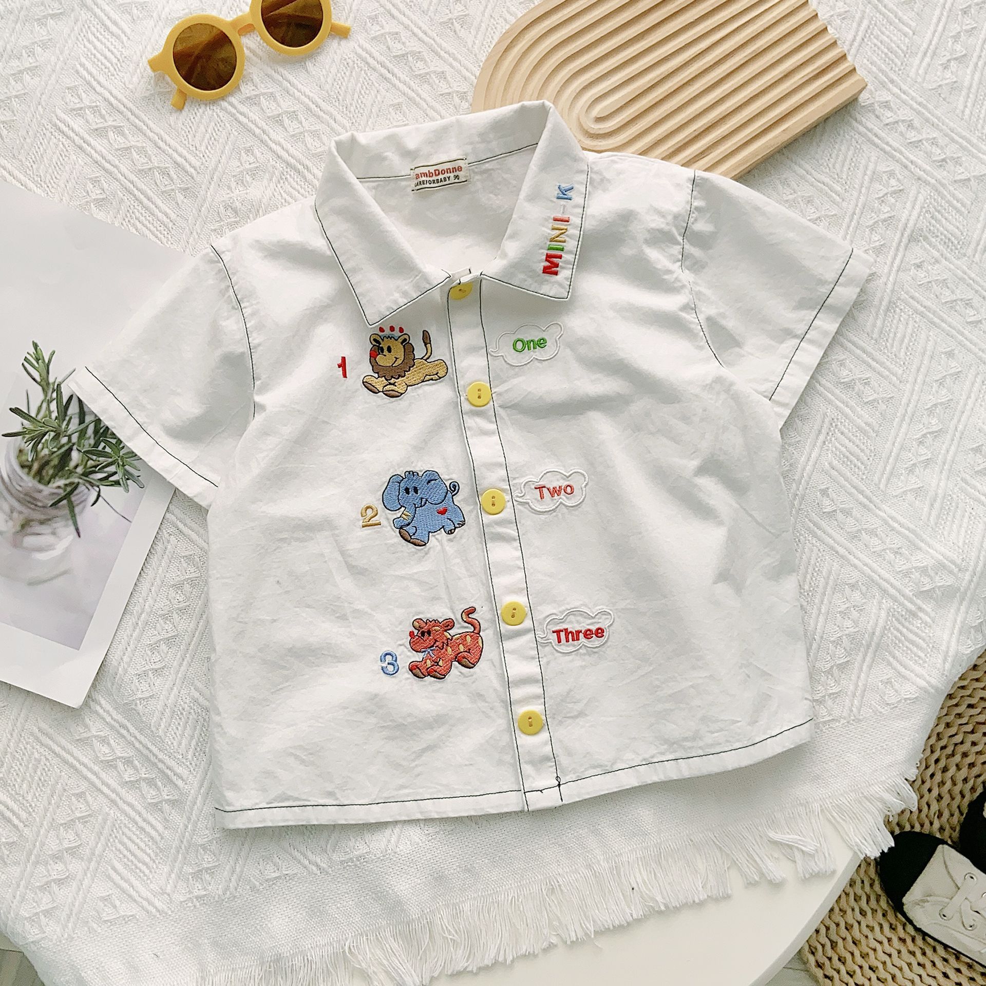 儿童衬衣23夏婴儿衬衫刺绣翻领衬衫男宝宝女宝宝上衣春款潮款童装详情7