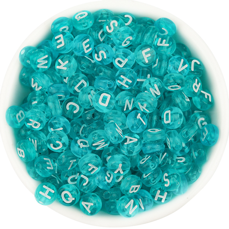 亚克力彩色英文字母珠透明糖果色扁圆字母珠diy手工手链散珠配件详情17