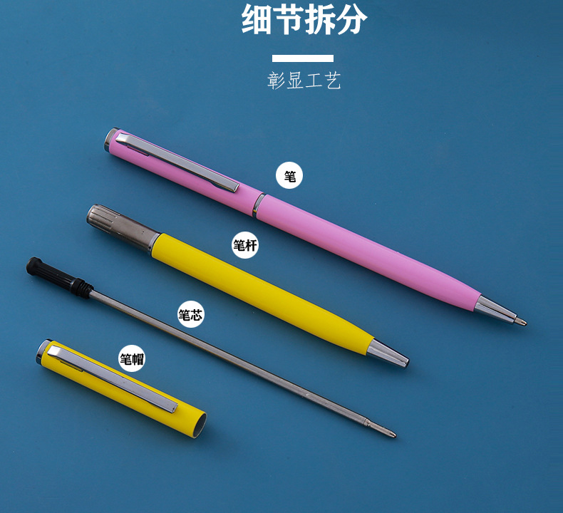 Metal ballpoint pens, rotary ballpoint pens, advertising pens, hotel gift pens, candy colors available, in stock pic 6