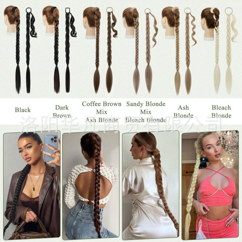 Huafan peluca cola de caballo mujer wrap wrap extensión cola de caballo sintético cola de caballo de boxeo en stock comercio exterior pic 1