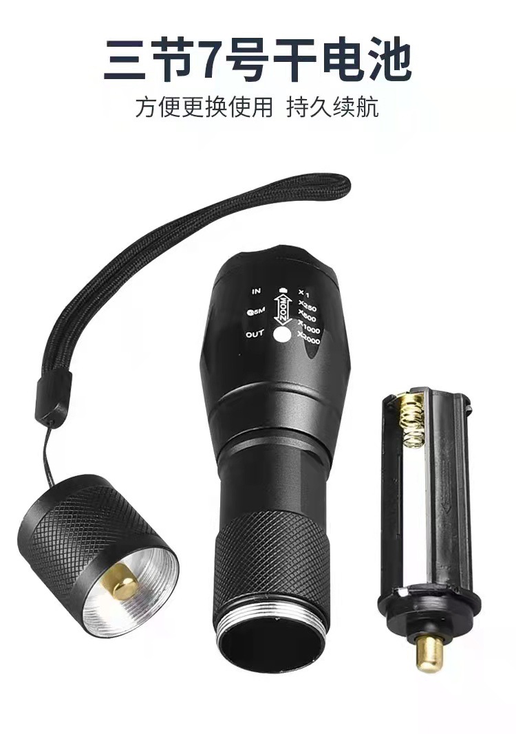 Wholesale of T6 aluminum alloy telescopic zoom multi-source flashlight for cross-border outdoor mini flashlights pic 13