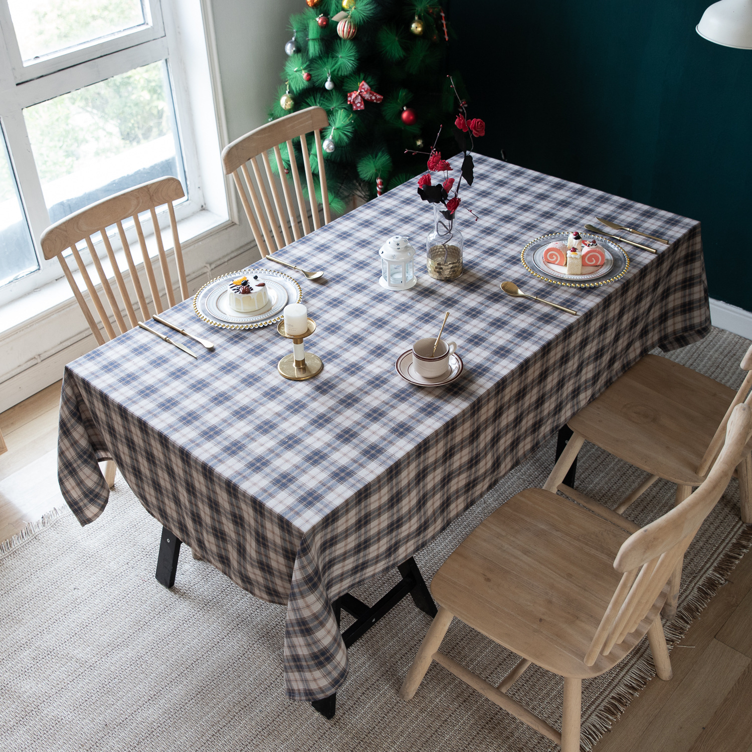 American green checkered table fabric Christmas Day Amazon rectangular atmosphere decoration tablecloth manufacturer, South Korea pic 31