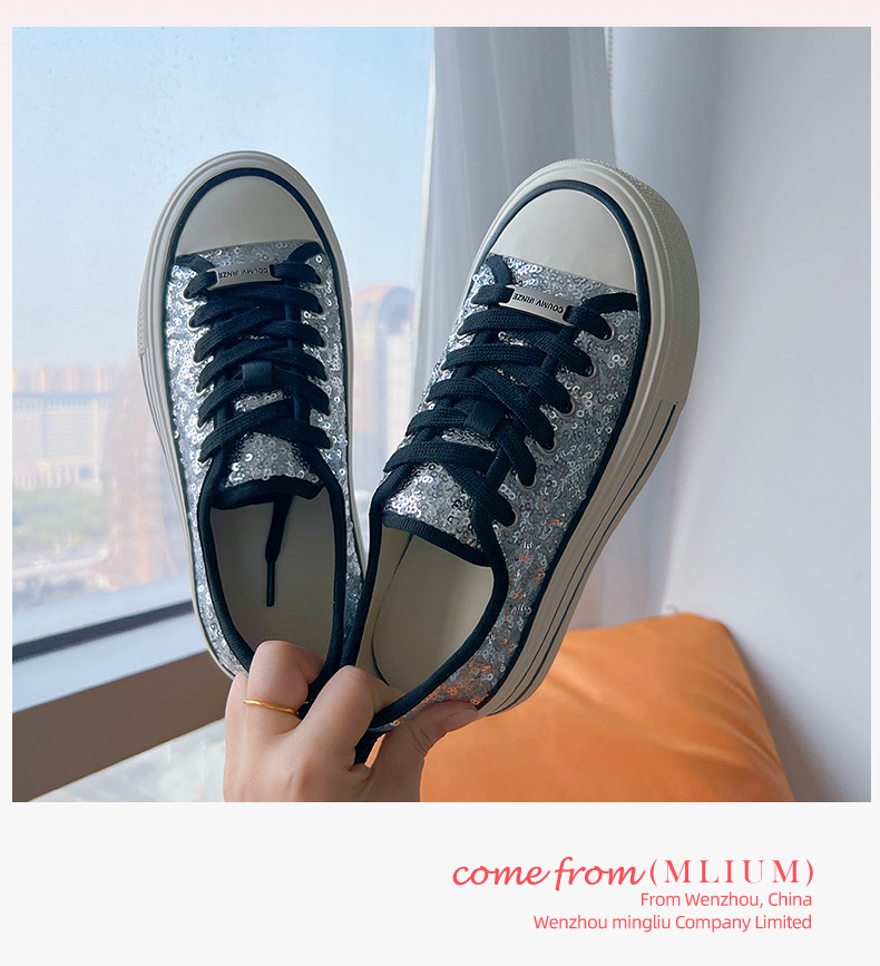 新款头层猪皮内里板鞋2025春季厚底休闲时尚女鞋ins风银色小白鞋详情36