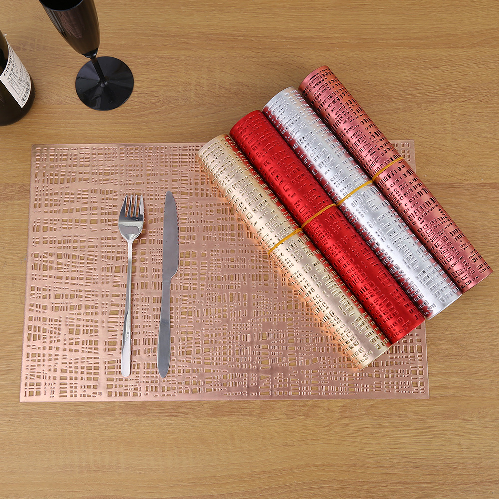 Cross-border hollowed-out pvc cookware and table MATS, hotel heat insulation, household Japanese-style solid-color plate MATS, coffee coasters wholesale pic 5