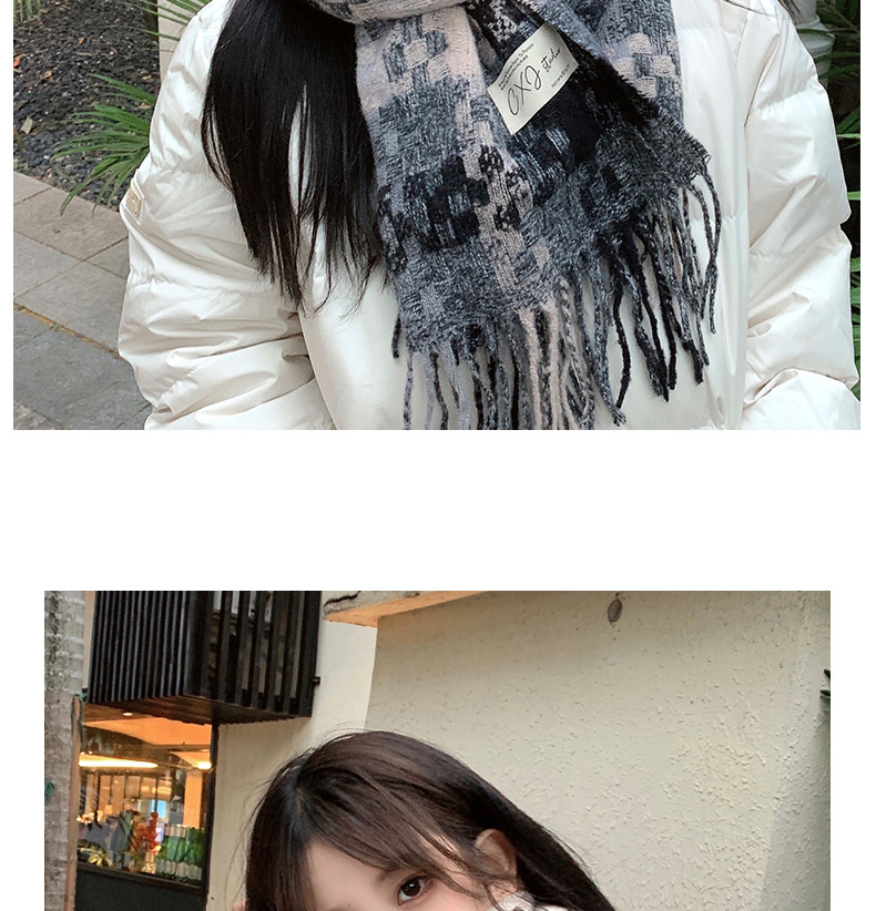 2024新品秋冬氛围感格纹流苏保暖围巾男女情侣加厚长款围脖礼物详情19