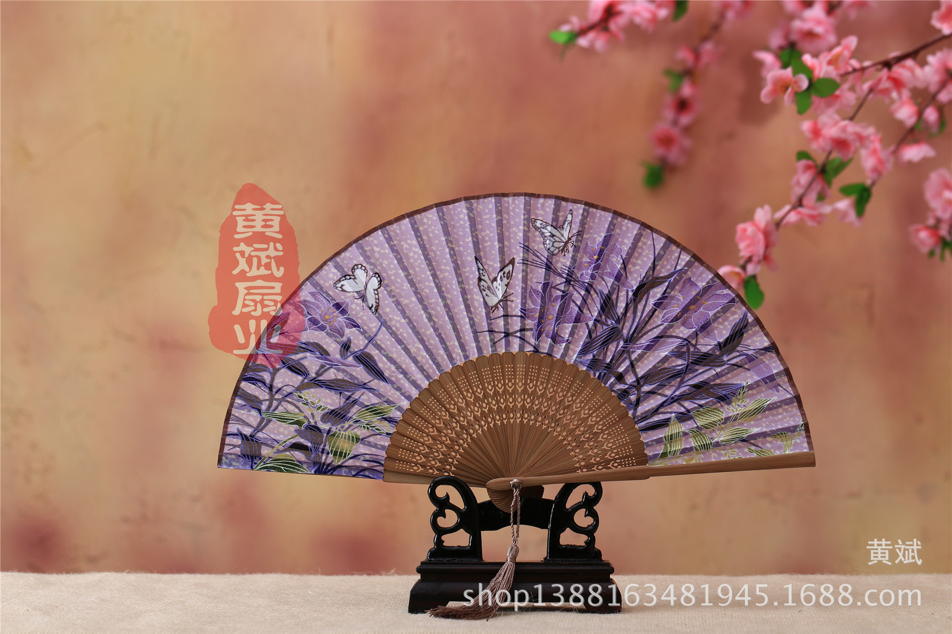 古风古典礼品真丝竹扇子日式和风扇樱花扇 折扇批发 舞蹈道具扇详情19