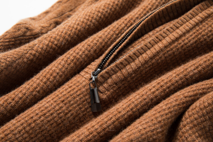 New autumn and winter 100% pure wool sweater for men, thickened semi-high neck zipper wool pullover business knitted sweater pic 21