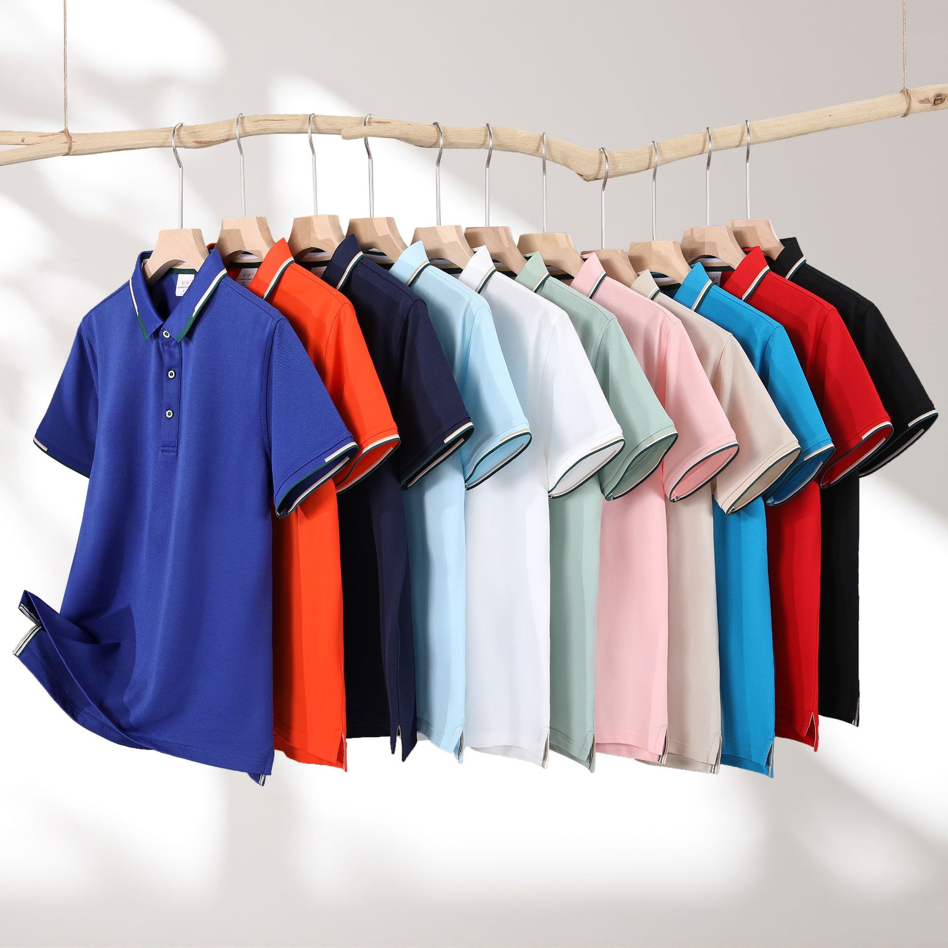 Ropa de trabajo estampado con solapa polo corporativo camisa de trabajo manga corta camiseta de equipo camiseta publicitaria estampado LOGO bordado pic 29
