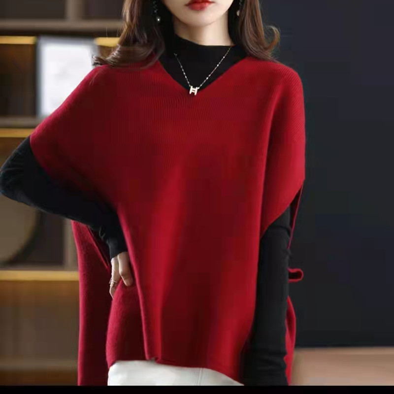 2022 spring/autumn new sweater women V-neck 蝙蝠衫 vest loose pullover knitted sweater trend pic 16