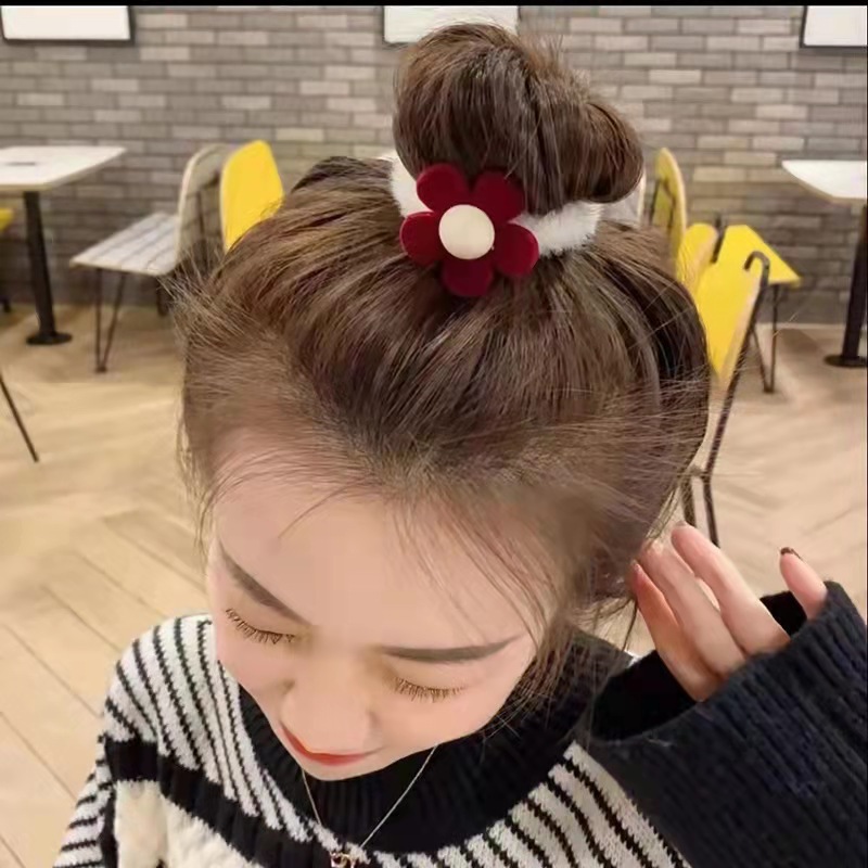 New Christmas plush red hair tie, autumn and winter Christmas hair bun, hair tie, hair band, hair accessory and headwear pic 4