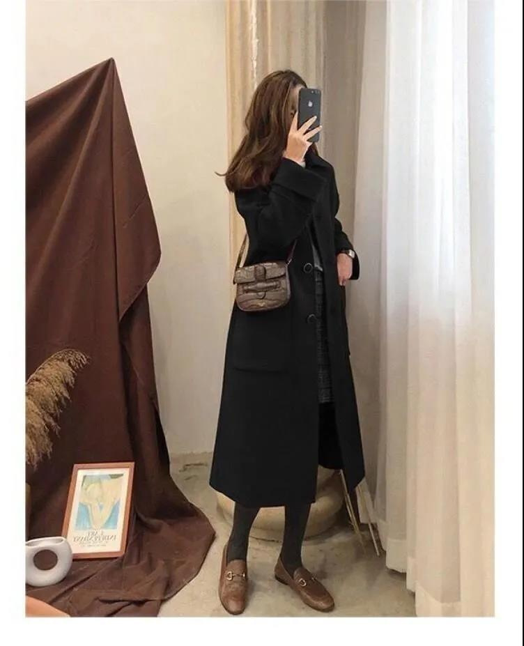 POLO领呢子大衣女中长款毛呢外套2022秋冬流行小个子风衣外套女装详情14