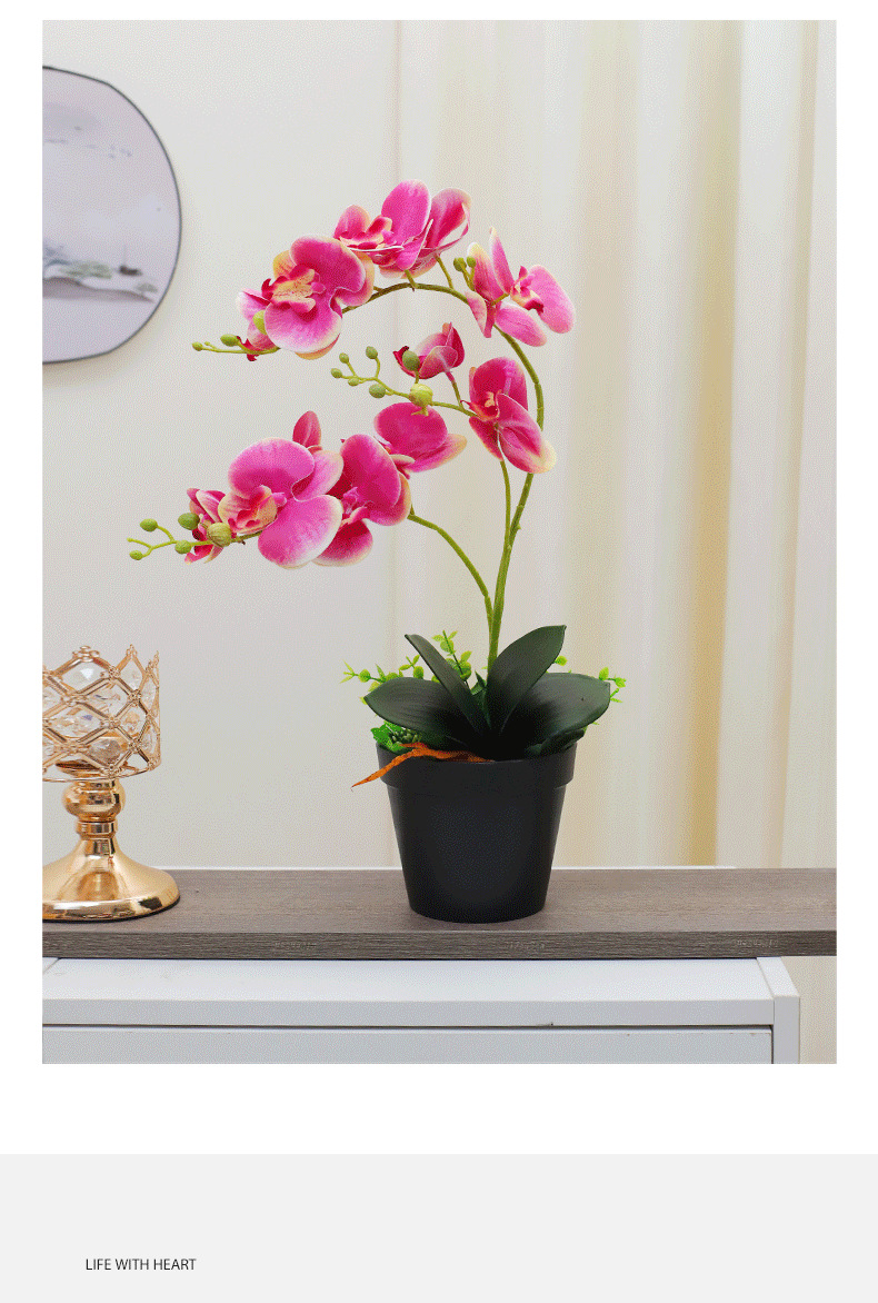 Artificial flower ornaments, artificial Phalaenopsis small potted plants, artificial flowers, living room table decorations, decorative flowers and green plants wholesale pic 10