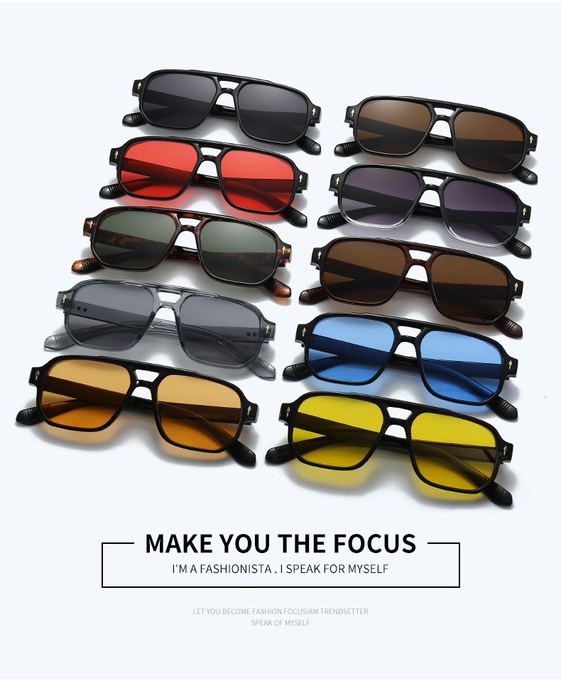 欧美新款方形时尚双梁墨镜太阳镜男跨境复古休闲驾驶商务潮流墨镜详情4