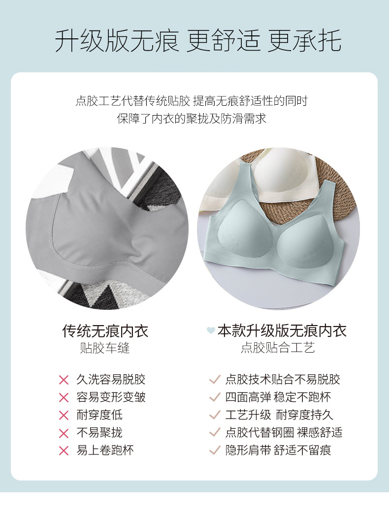 Latex lingerie for women, seamless breathable, hole cup, ultra-thin, close-fitting, exercise and sleep adjustable ice silk back bra pic 21