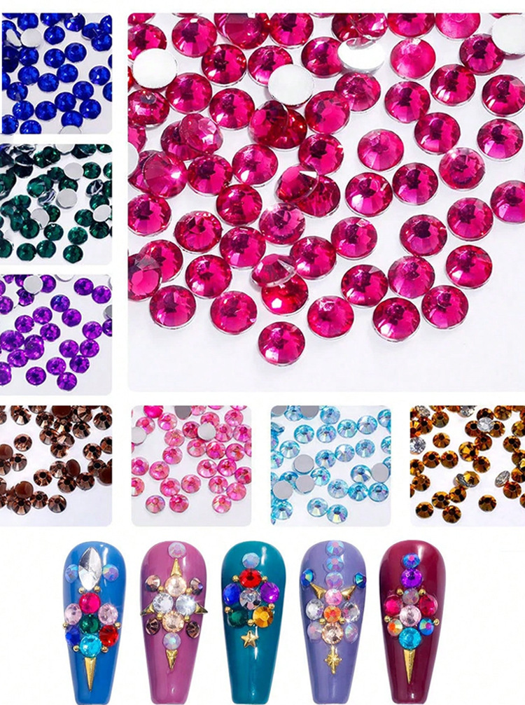 Cross-border nail art 24-grid resin colored diamond box set mixed and matched accessories 2mm and 3mm size mixed iriered round diamonds pic 4