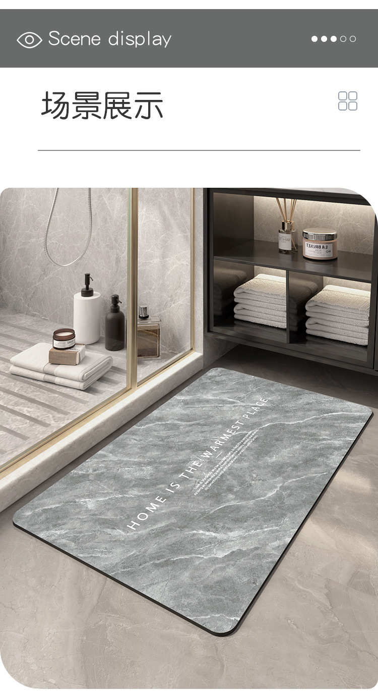 Diatom mud soft bathroom absorbent mat, marble kitchen foot mat, anti-slip absorbent floor mat at the bathroom door pic 12