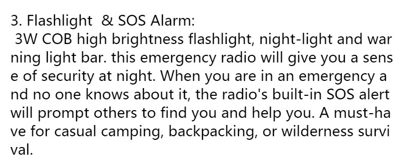 欧洲应急户外DAB收音机太阳能手摇充电高亮手电筒小夜灯警示灯SOS详情6