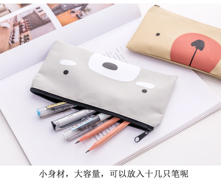Bolsa de lápiz de lona de dibujos animados creativa tela de oxford de alta calidad bolsa de papelería simple papelería estudiantil bolsa de pluma de plomo venta directa de fábrica pic 8