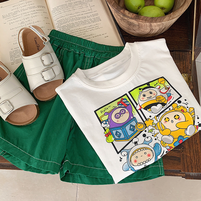 Niño camiseta verano 2024 nuevo niño niño korean versión algodón manga corta bebé dibujos animados lindo casual top pic 16