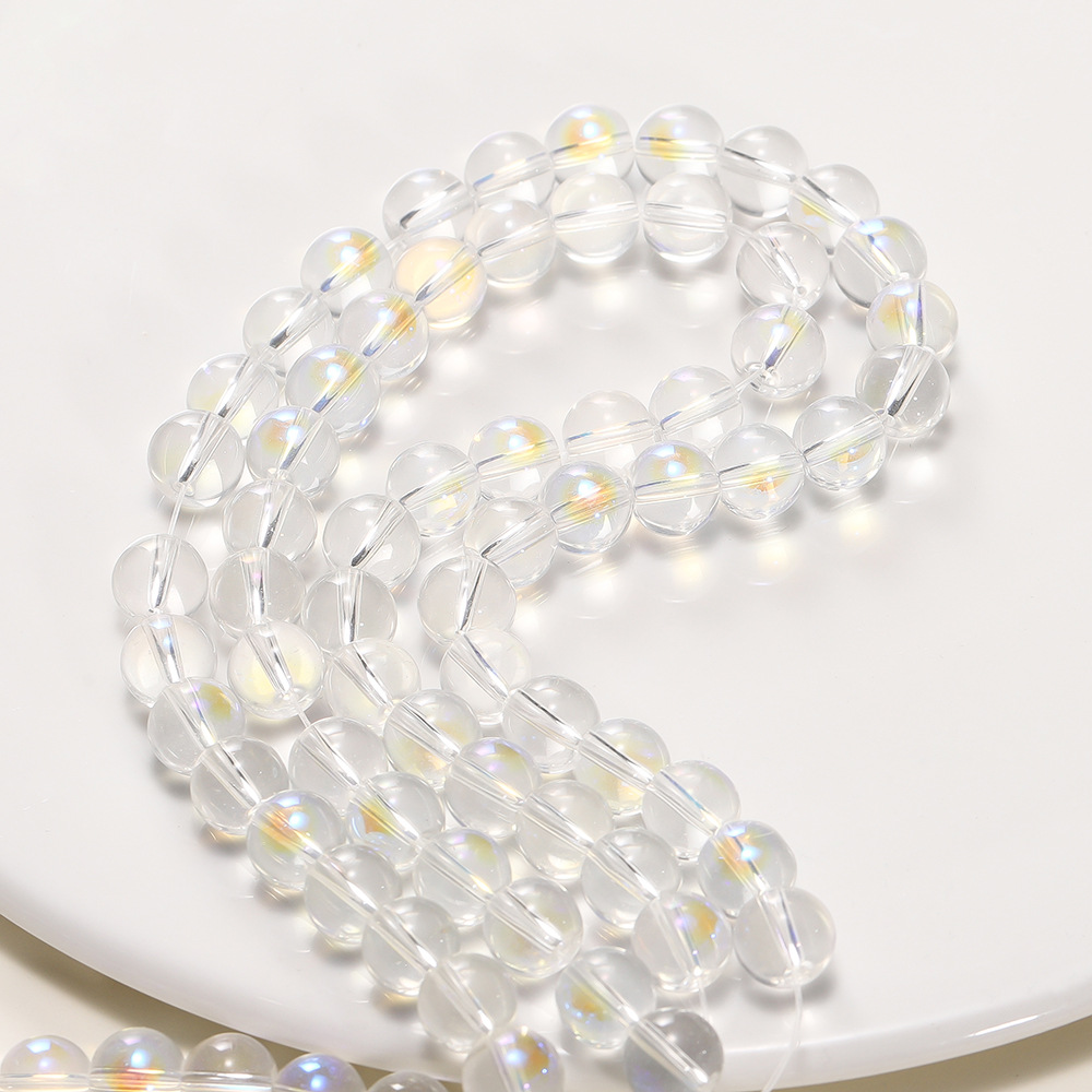 White frosted crystal moonstone, round beads, transparent glass, gradient and dazzling scattered beads, diy bracelet material pic 17