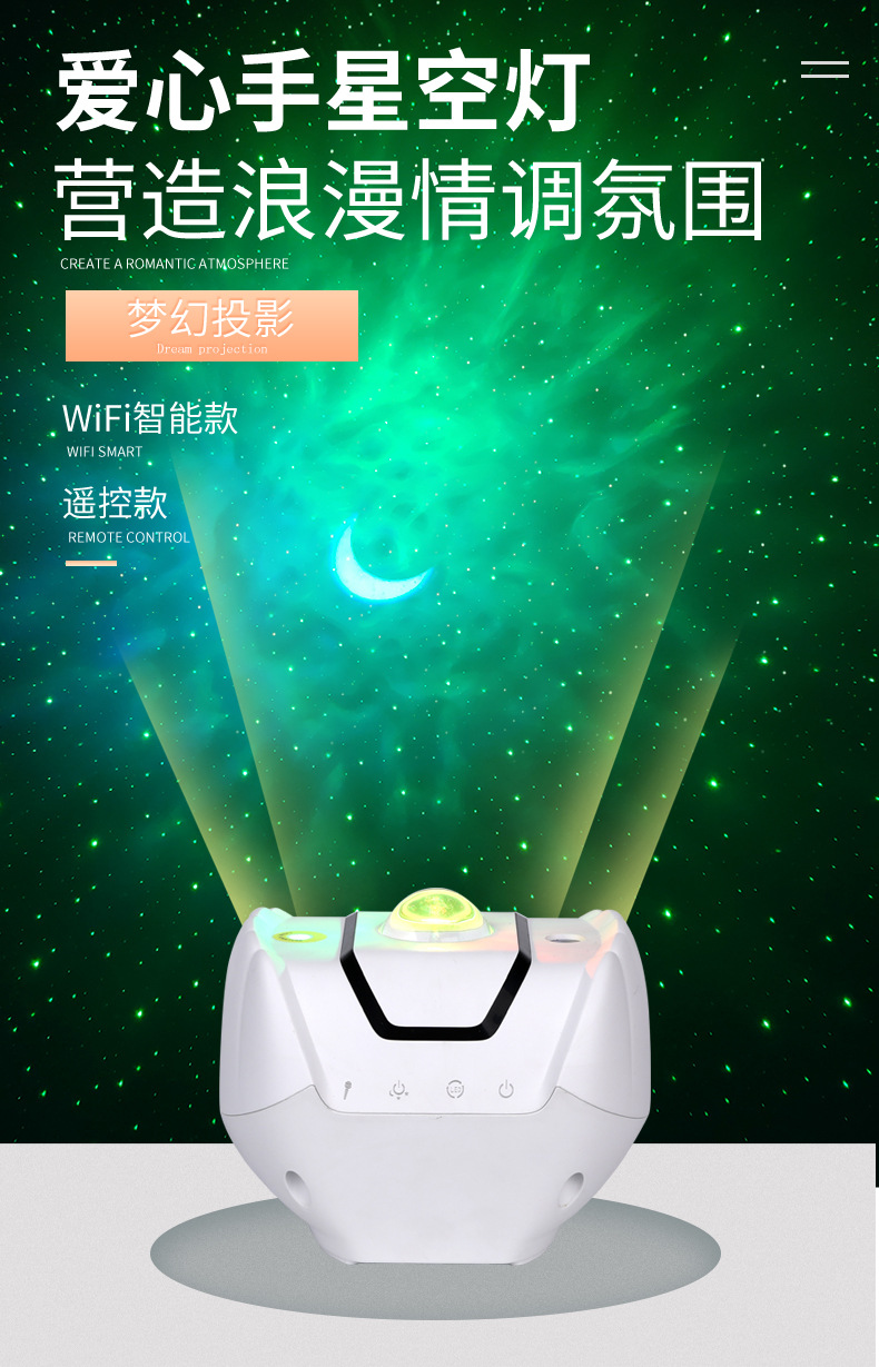 亚马逊新品智能涂鸦星云投影灯无线遥控炫彩生日礼品室内小夜灯详情1