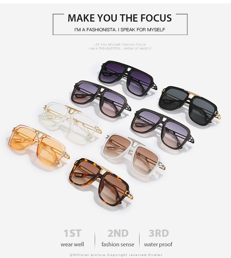 2022 New style European and American sunglasses, artistic square frame crossbeam sunshade, sun protection, perforated metal leg sunglasses for women pic 3