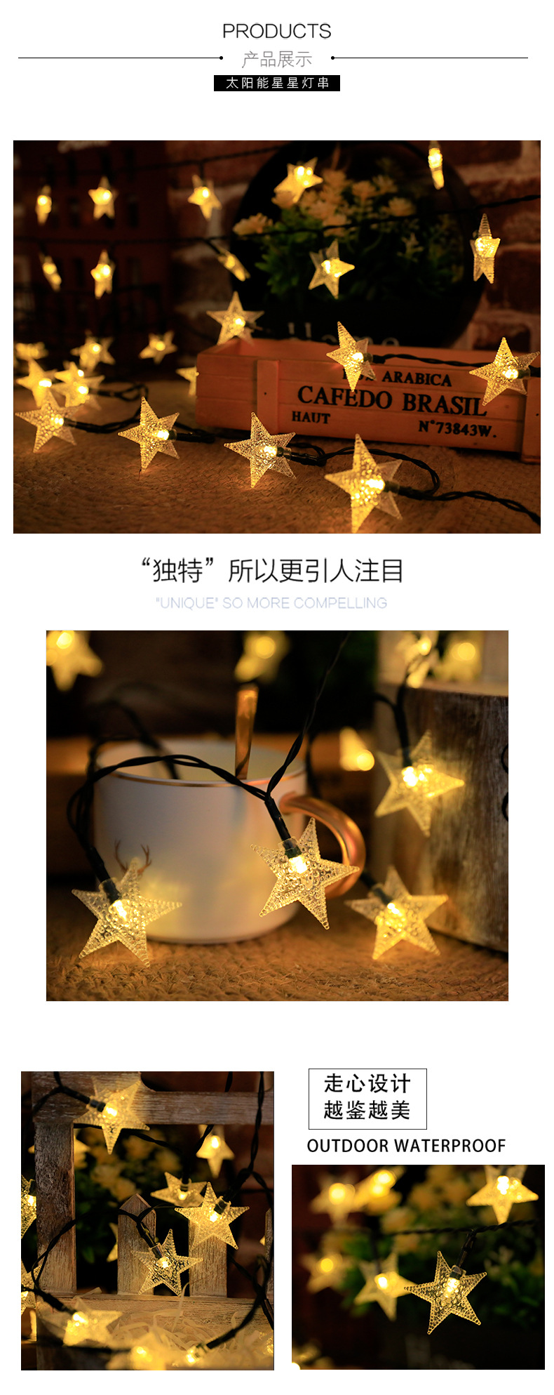 Amazon Premium LED solar star light string, outdoor waterproof festival decorative color light, courtyard cross-border supply pic 6