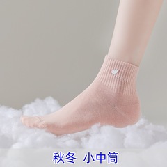 红袜子西客优品厂家舒适柔软平板刺绣女士中筒袜详情4