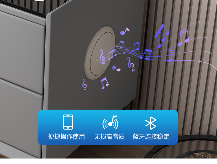 多功能智能床头柜无线充电音响指纹锁简约轻奢床边储物收纳柜批发详情14
