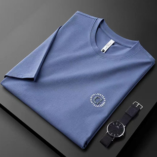 Summer thin short-sleeved T-shirt for men, light luxury and slim fit, ice silk cotton high-end letter printed round-neck T-shirt, trendy top pic 34