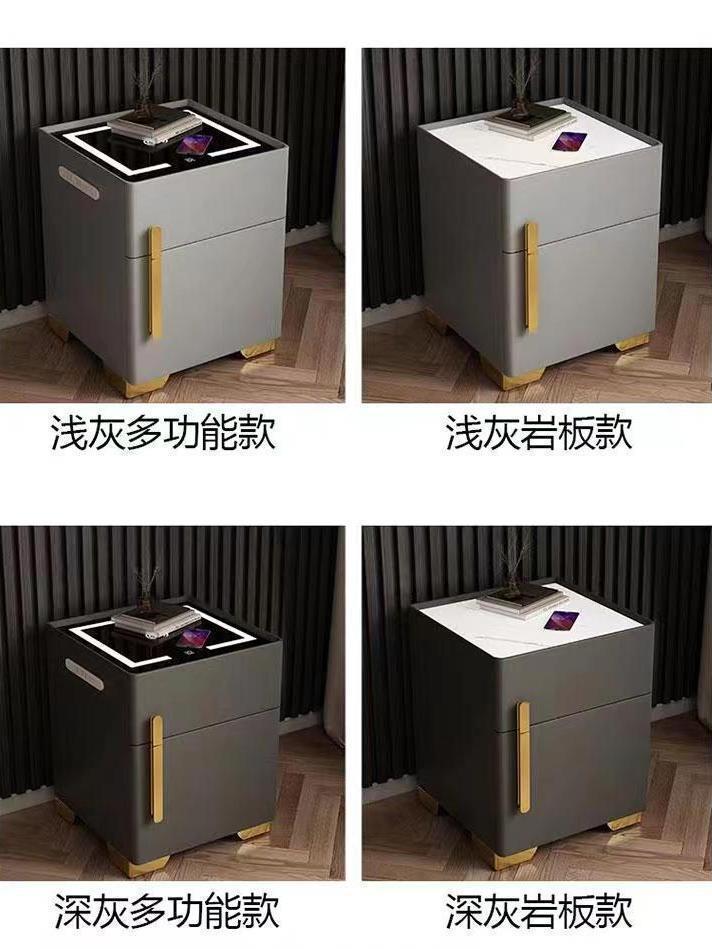 Light luxury smart bedside table, safe, multi-functional bedside cabinet, radio charger, Bluetooth speaker, three-color light, bedroom pic 6