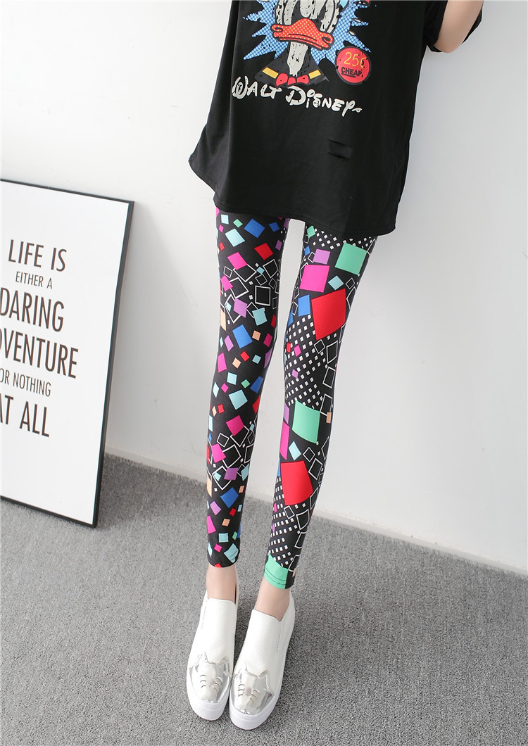New spring dress, large-sized stretch, colorful star graffiti, personalized leggings for women pic 52