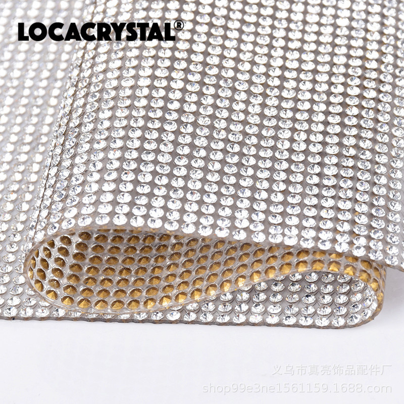 Factory direct sales of pointed-bottom water diamond rubber mesh, shoe and clothing accessories, double-sided self-adhesive hot-pressed diamond stickers, car diamond stickers, DIY pic 3