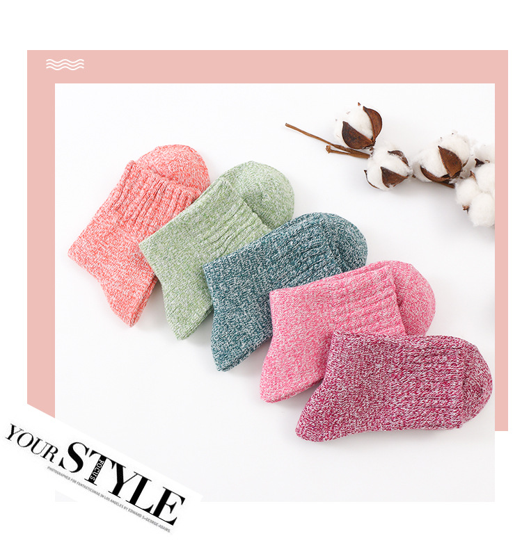 秋冬季袜子女韩版并线中筒加厚棉袜加厚保暖羊毛袜纯色粗针女袜详情7