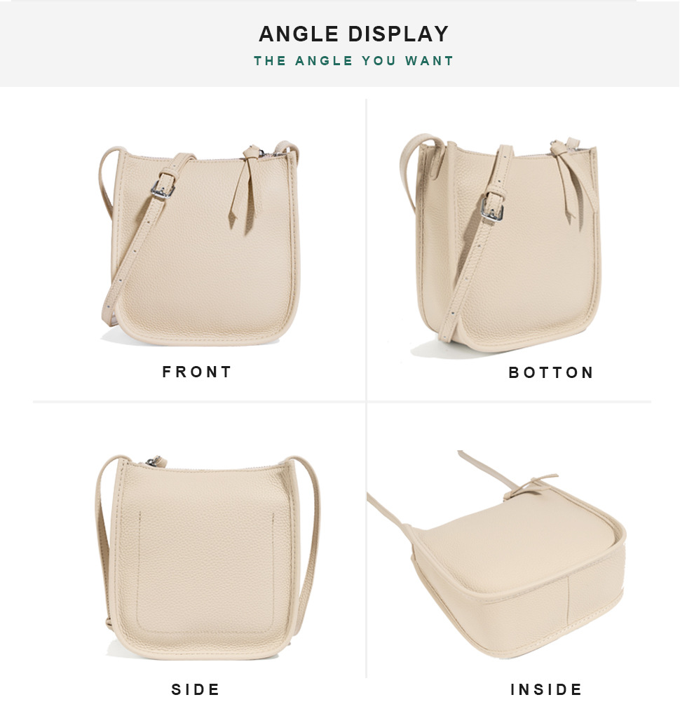 Leather single-shoulder bag for women, versatile and fashionable 2023 Korean small square bag, top layer cowhide ins Korean version crossbody bag, small bag pic 33