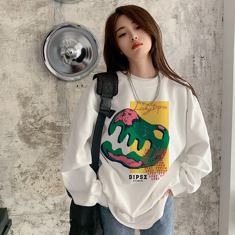 A trendy Korean-style hooded sweatshirt for women in the autumn of 2023, featuring a cartoon rabbit loose and versatile large-sized long-sleeved coat pic 1