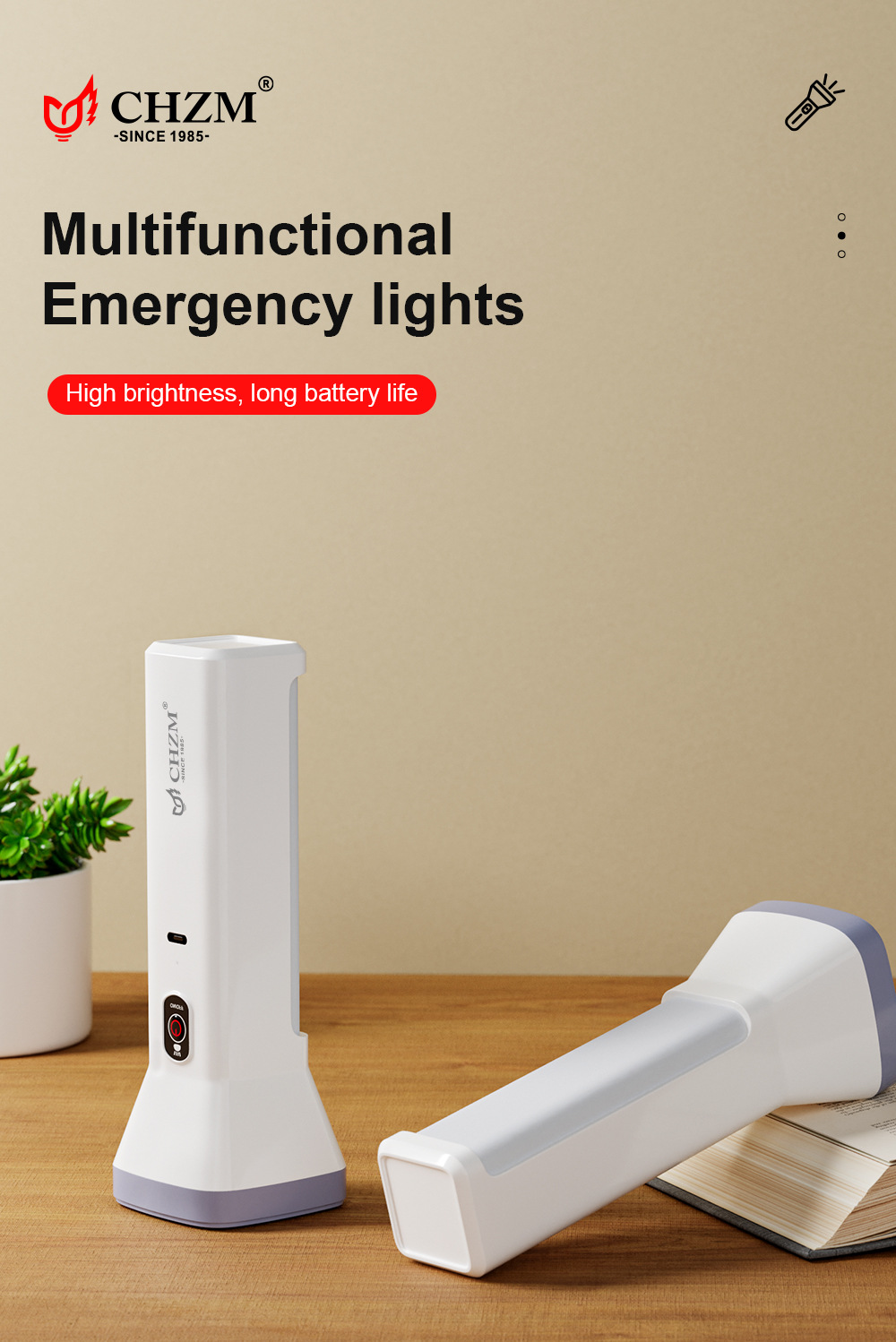 Wholesale LED plastic flashlight, rechargeable mini lighting searchlight, emergency outdoor lighting small flashlight pic 1