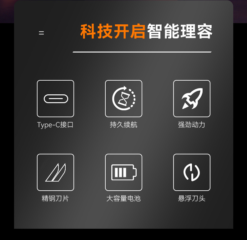 科美/KEMEI跨境液晶数显电动剃须刀新款独立浮动三刀头快充刮胡刀KM-7939详情2