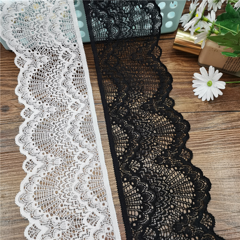 Elastic silk ribbon, lace trim, soft and skin-friendly, elastic elastic band, clothing accessory, ruffled edge, 9CM pic 7