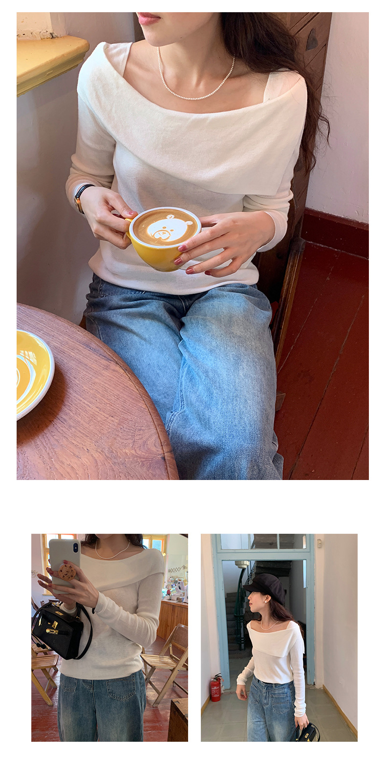 黄峥设计感气质薄款女式针织衫2023秋季韩版显瘦休闲上衣133MT131详情17