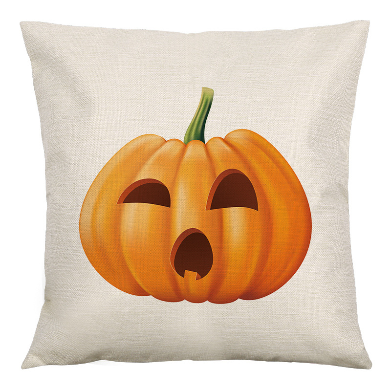 Halloween pumpkin linen pillowcase home fabric cushion pic 4