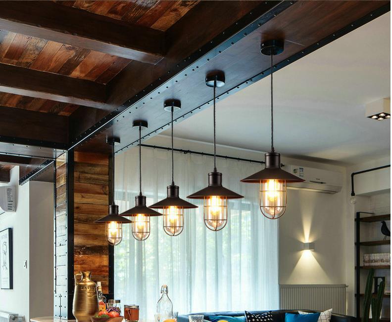 Loft، مصابيح الكافيتريا الصناعية القديمة الطراز القديم pic 4