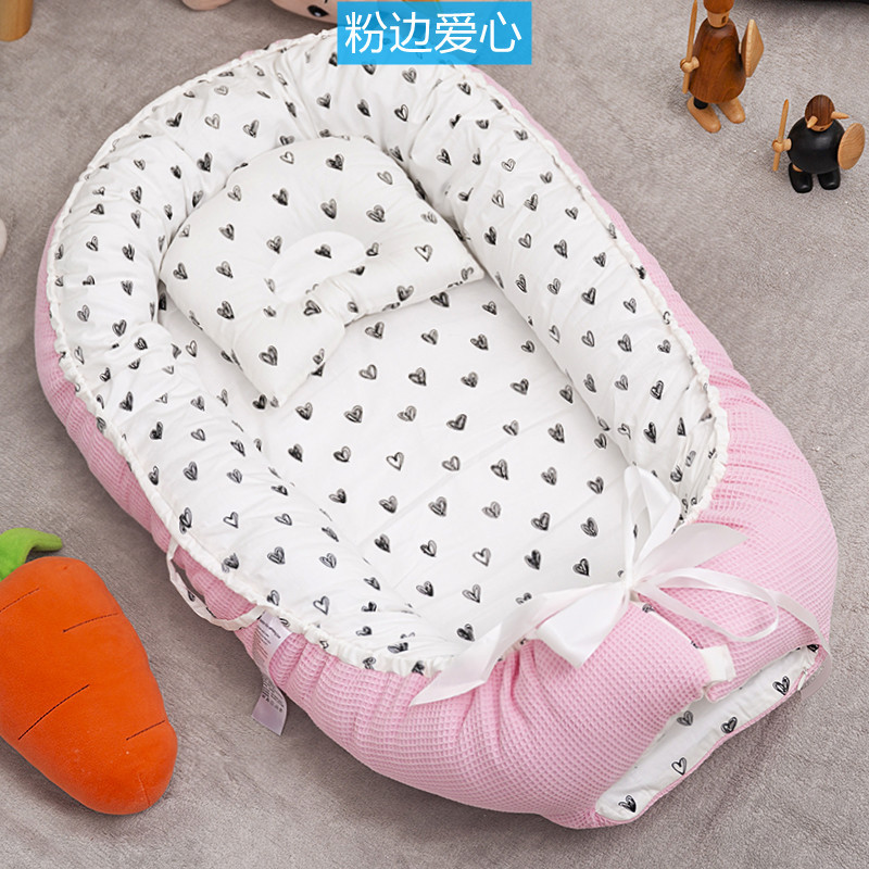 Cross-border exclusive folding, detachable and washable portable anti-pressure crib, midbed bionic fully detachable baby pillow crib pic 57